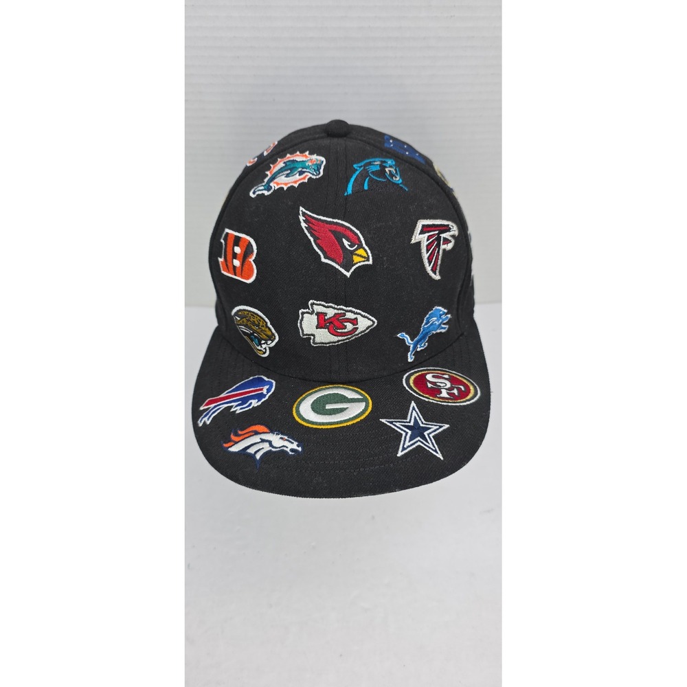 New Era 59FIFTY NFL All Over Logo Fitted‎ Hat Black Size 7 1/4 Cap